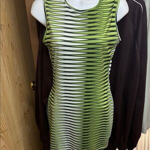 SHEIN Green and Black Striped Mini Dress